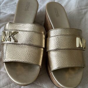 Michael Kors Metallic Gold Wedge Sandals